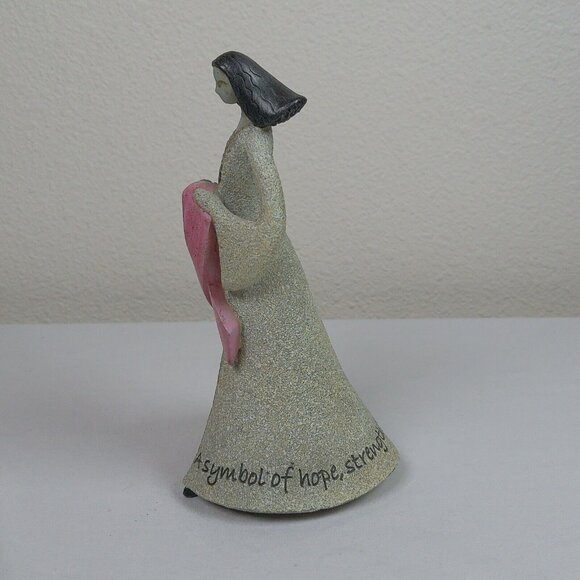 Breast Cancer Ribbon Art Stone Carson Statue Figurine Inspirational Saying Hope - Picture 2 of 11